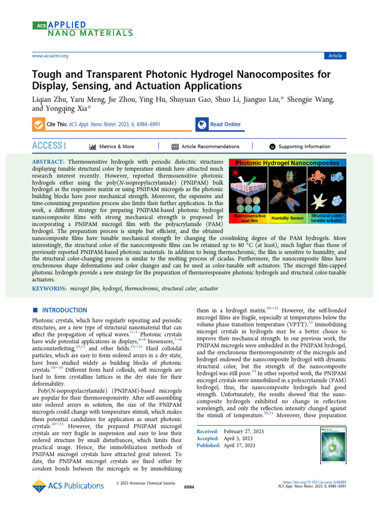 Photonic Hydrogel Nanocomposites Explained | PDF | Nanocomposite | Color