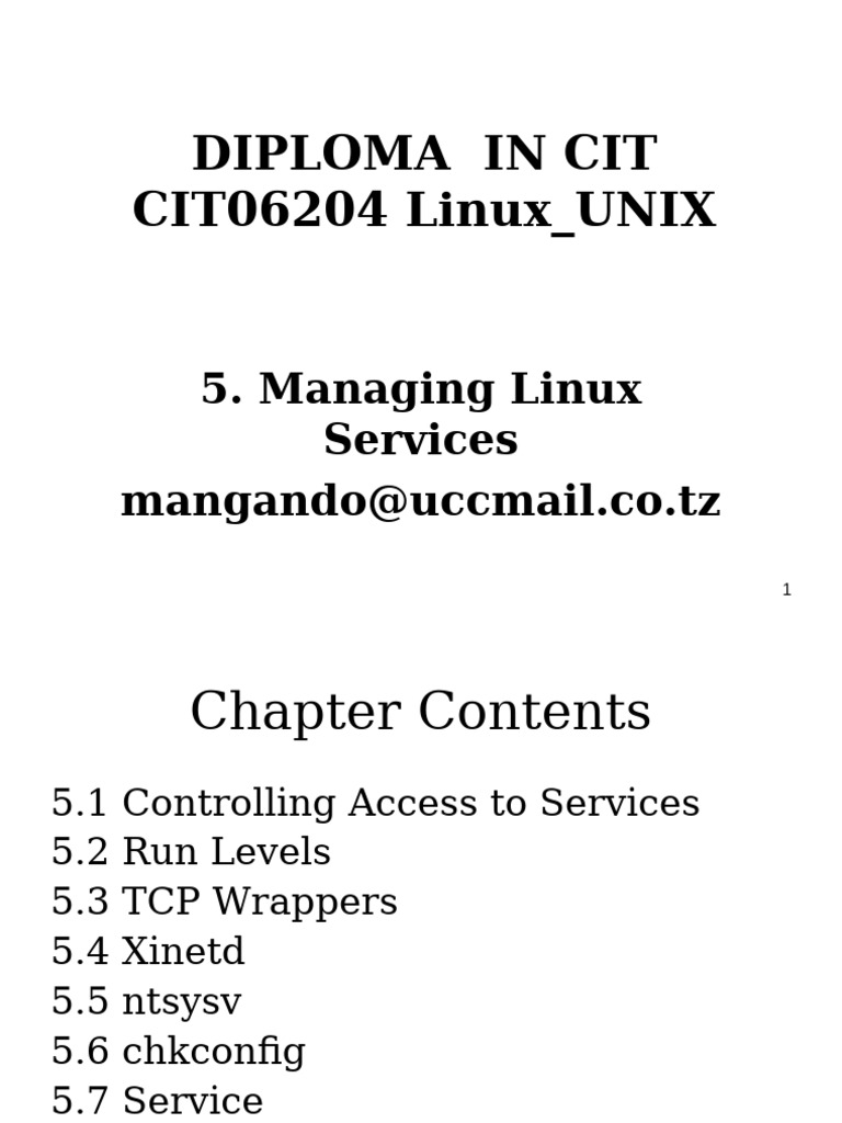 CIT 06204 Linux - 5 - Managing Linux Services | PDF | Command Line ...
