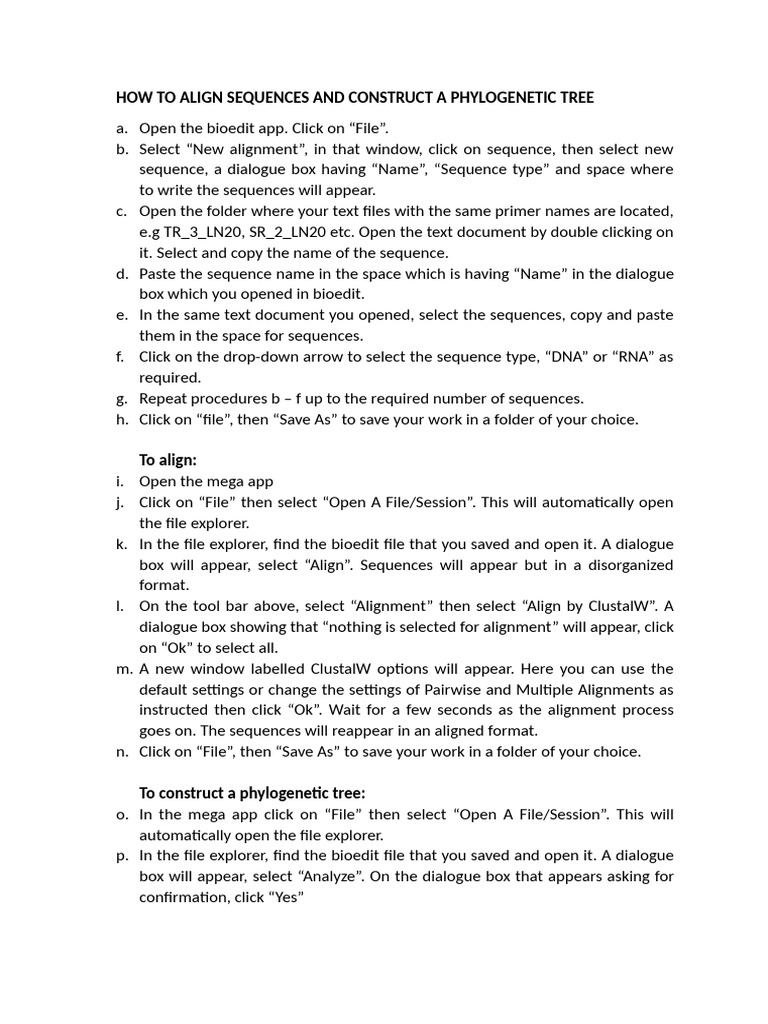 Alignment and Phylogenic Tree Construction Procedures. | PDF | Life ...