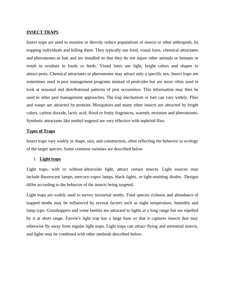 Insect Traps | PDF | Insects And Humans