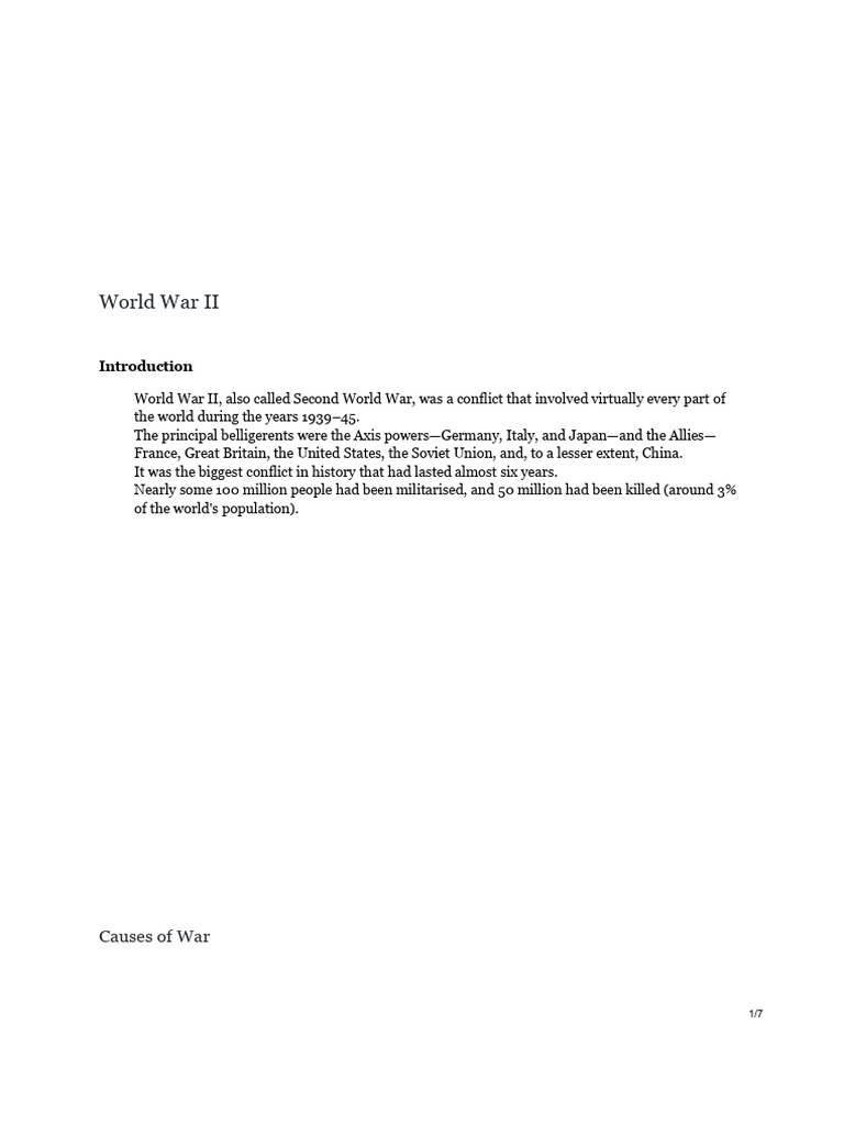 Causes and Key Events of WWII | PDF | Nazi Germany | World War II