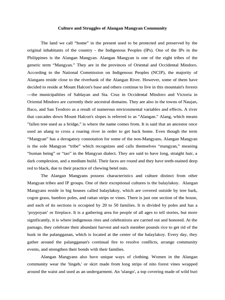 Alangan Mangyan Culture and Challenges | PDF
