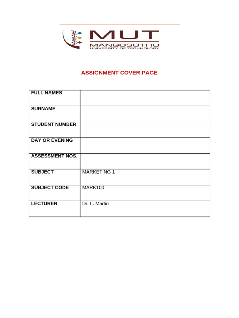 Assignment Cover Page Template. | PDF | Career & Growth | Business