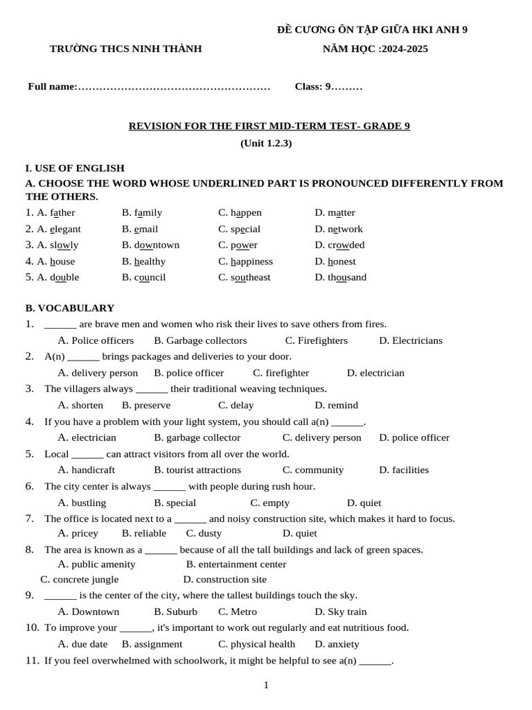 Grade 9 Mid-Term English Revision Guide | PDF | Air Pollution | Pancake