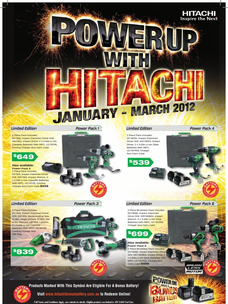 Hitachi Limited Edition Power Packs | PDF | Drill | Battery Charger