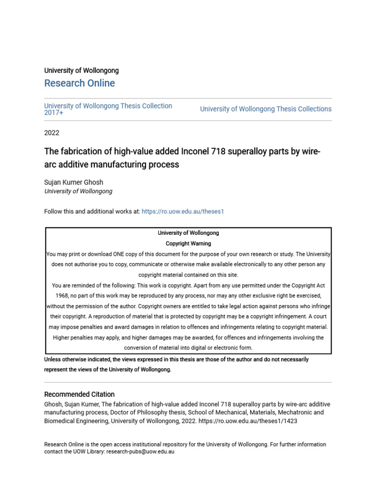 The Fabrication of High-Value Added Inconel 718 Superalloy Parts | PDF ...