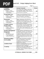 FSAE Design Judging Score Sheet 2025 | PDF