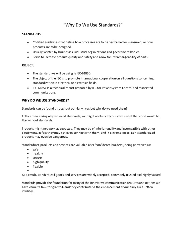 Why Do We Use Standards | PDF | Business
