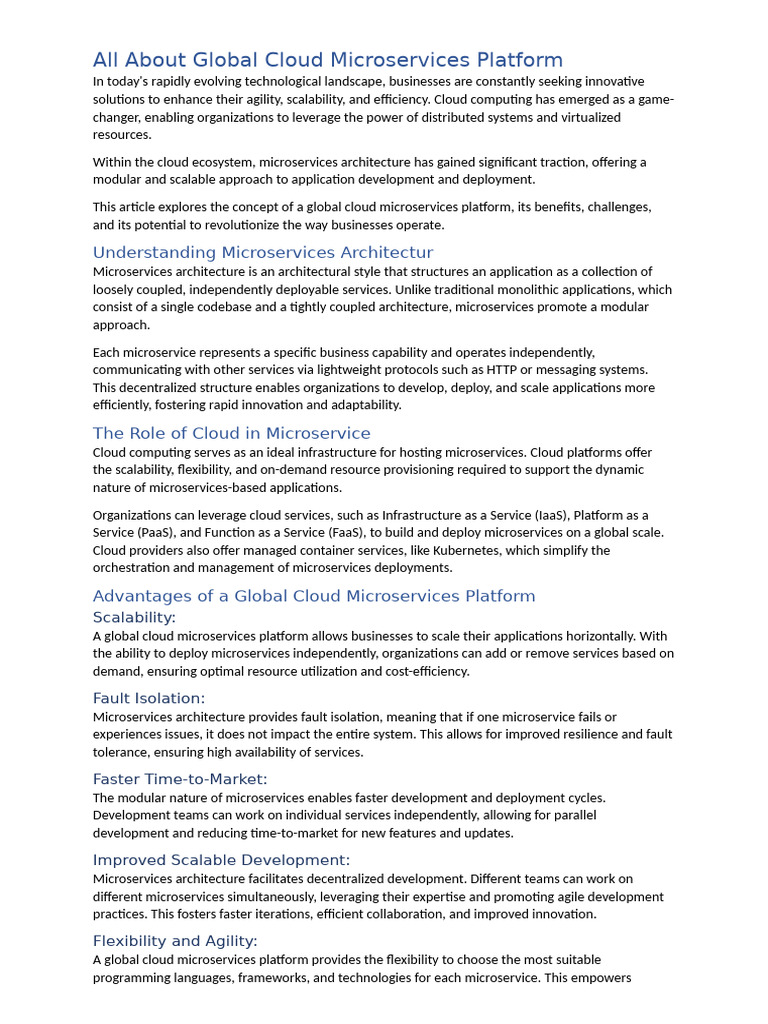 Global Cloud Microservices Overview | PDF | Cloud Computing | Scalability