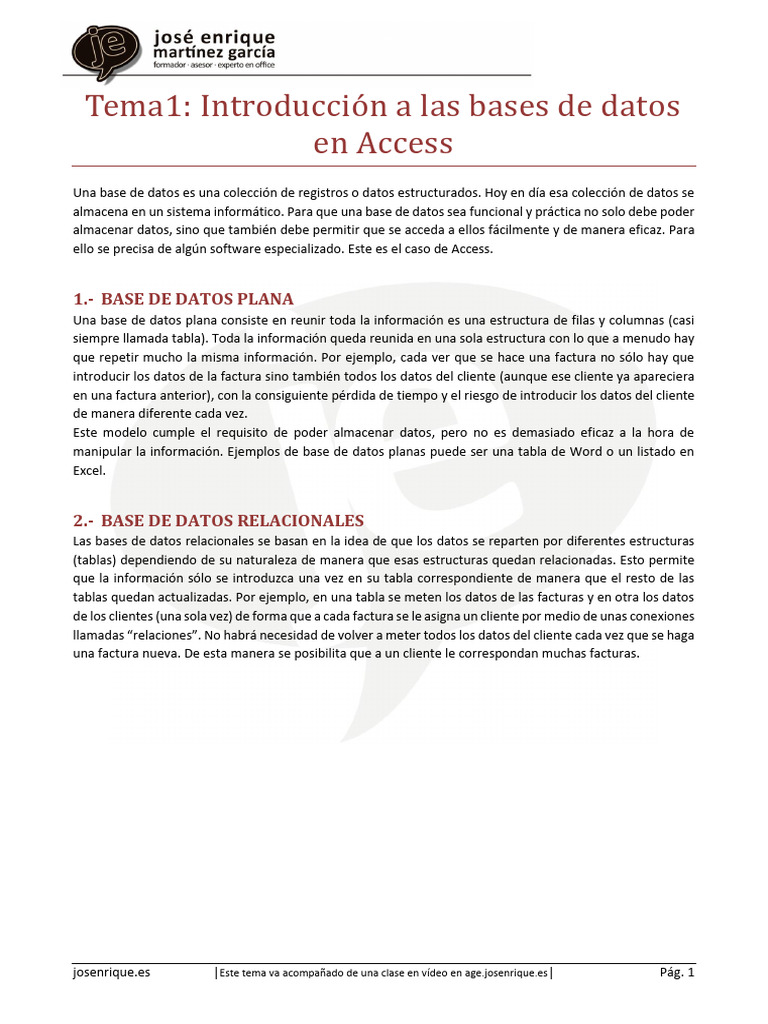 Tema1 Introduccion A Las Bases de Datos en Access | PDF | Informática