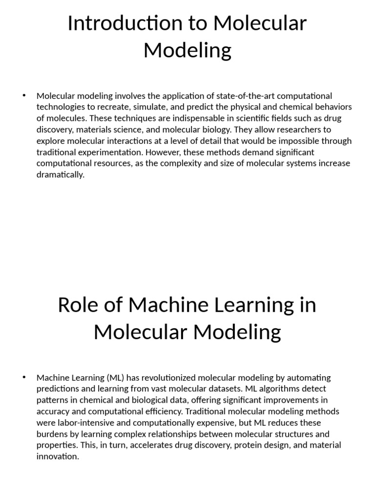 ML Techniques in Molecular Modeling Seminar All Exaggerated | PDF ...