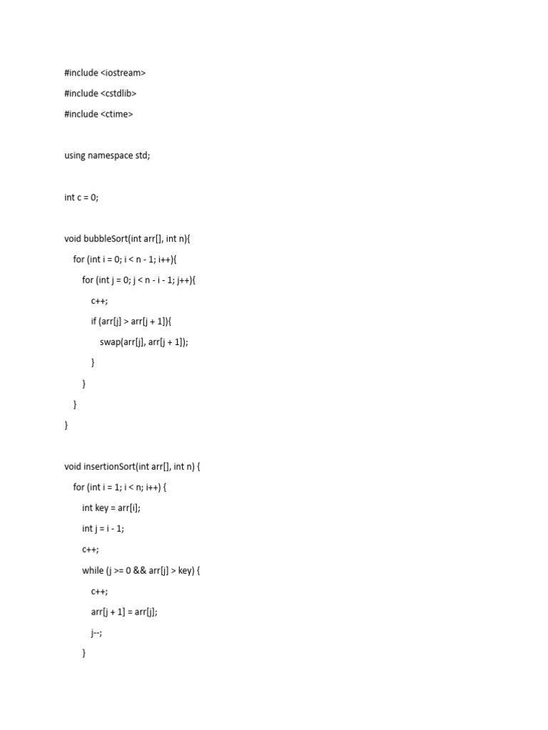 Sorting Algorithms in C++ Code | PDF | Teaching Methods & Materials ...