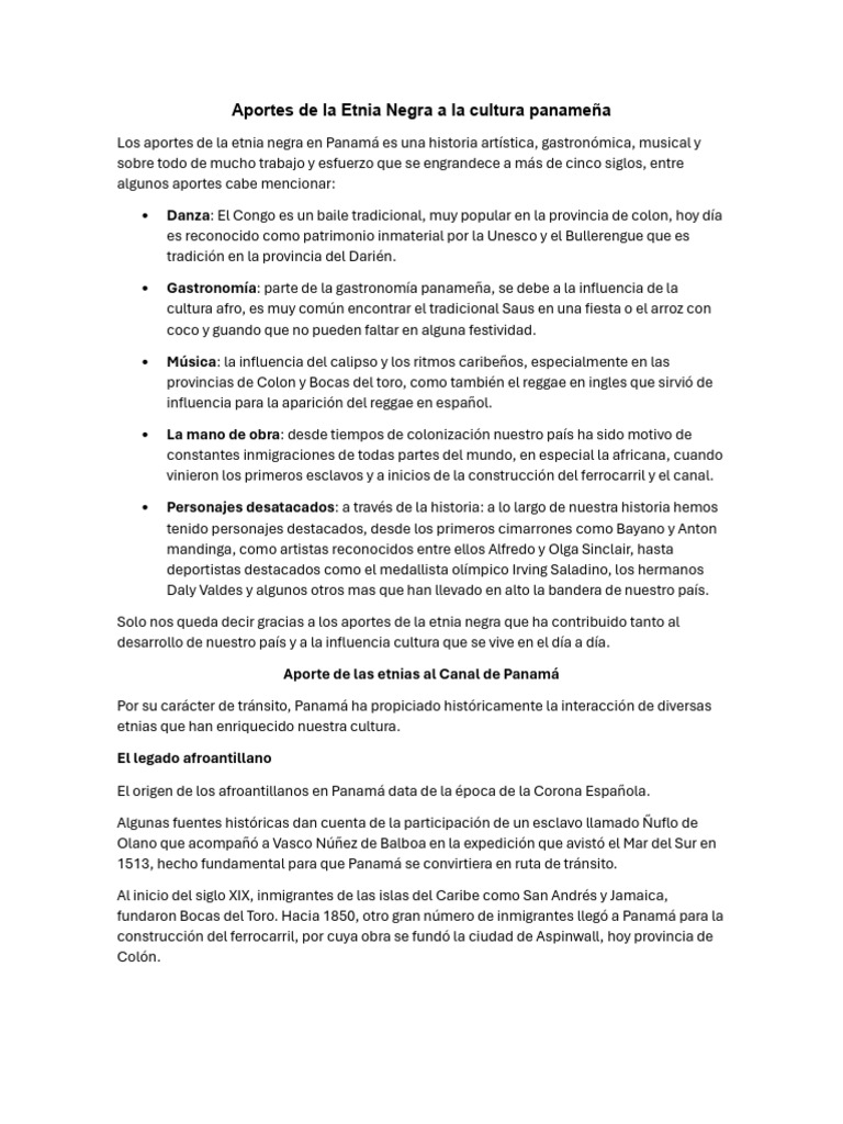 Aportes de la Etnia Negra en Panamá | PDF | Panamá | Discriminación