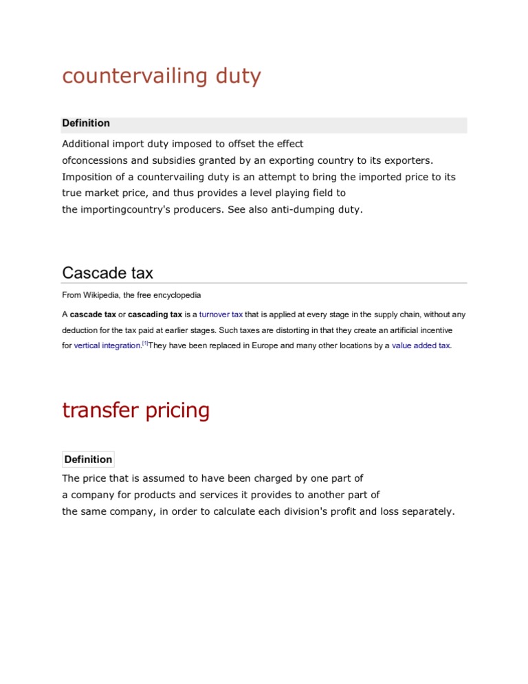 Countervailing Duty | PDF | Business | Finance & Money Management