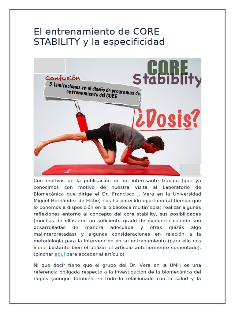 El Entrenamiento de CORE STABILITY y La Especificidad Belén Módulo 2 ...