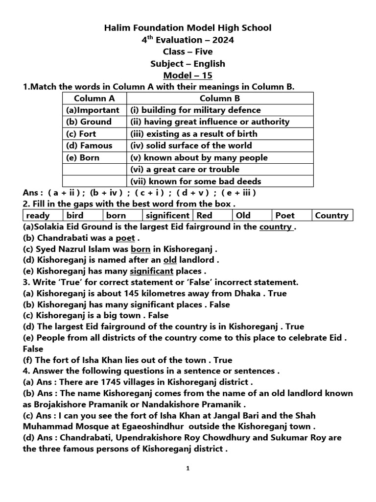 4th Evaluation 2024 Pdf