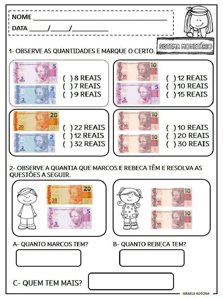 Atividades para 2º Ano Com Sistema Monetário-3 | PDF