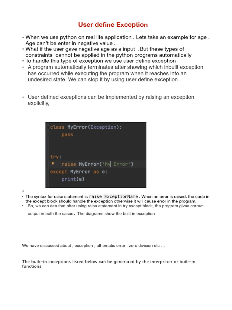 User Define Exception | PDF
