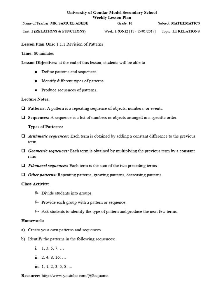 Weekly Math Lesson Plans for Grade 10 | PDF | Cartesian Coordinate ...