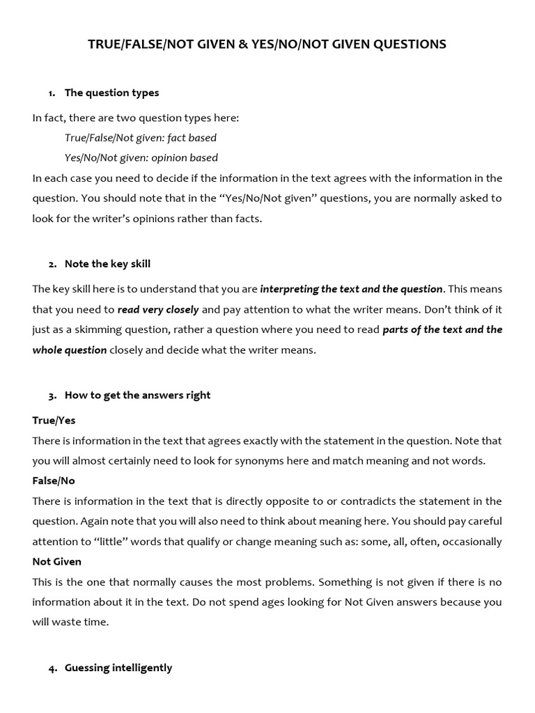 True-False-Not Given & Yes-No-Not Given | PDF | Antarctica | Oceans