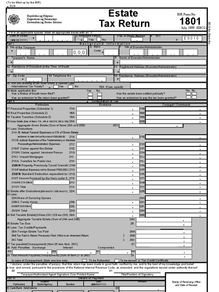 Estate Tax Return 1801 Actual Funeral Expenses or 5 of Gross Estate