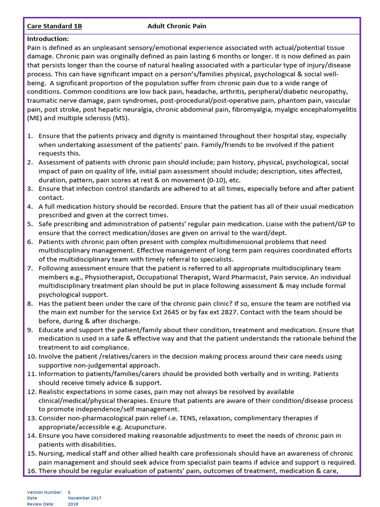 Chronic Pain Management Guidelines | PDF | Pain | Chronic Condition
