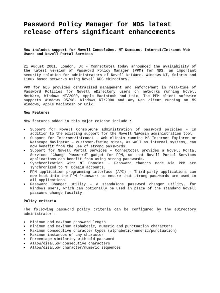 Password Policy | PDF | Microsoft Windows | System Software