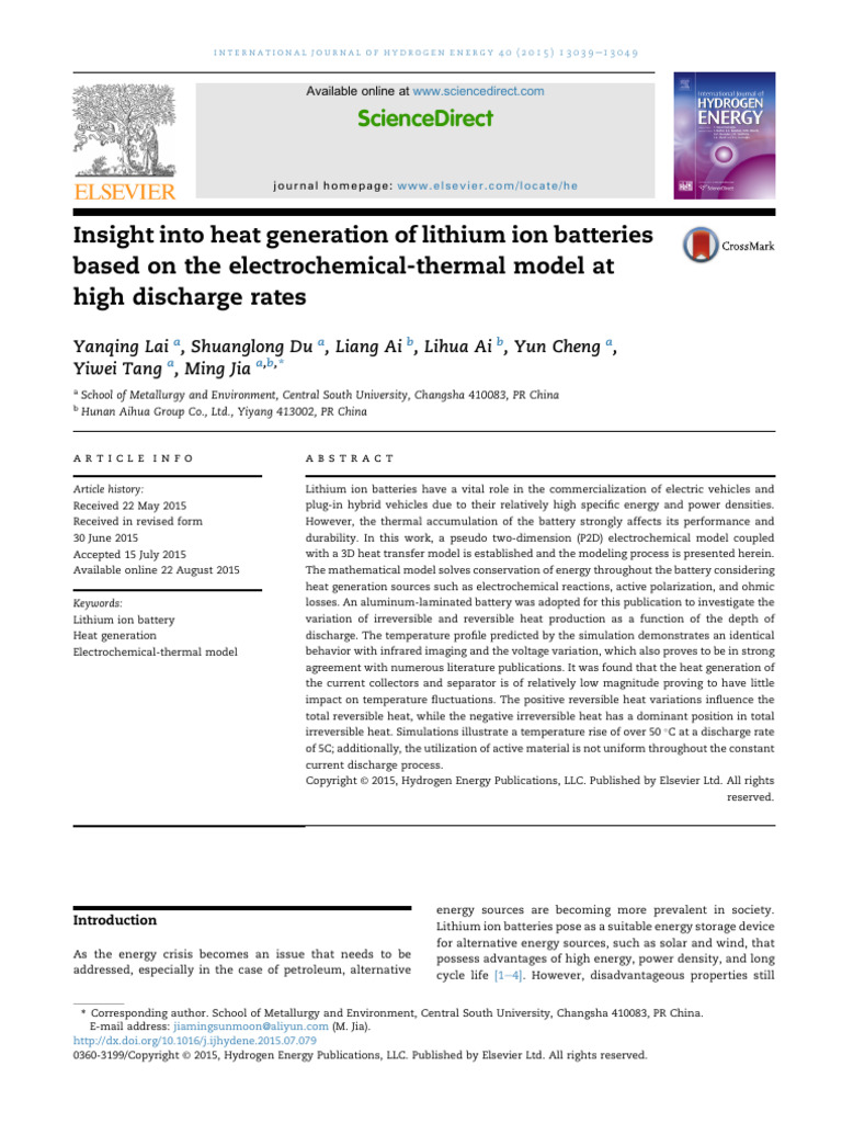 Inisght Into Heat Generation of Lithium Ion Batteries Based On The ...