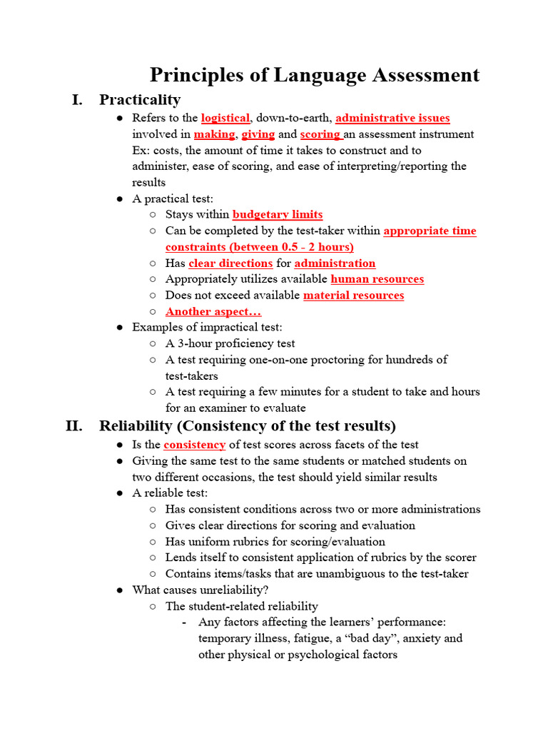  2 principles of language assessment pdf validity statistics