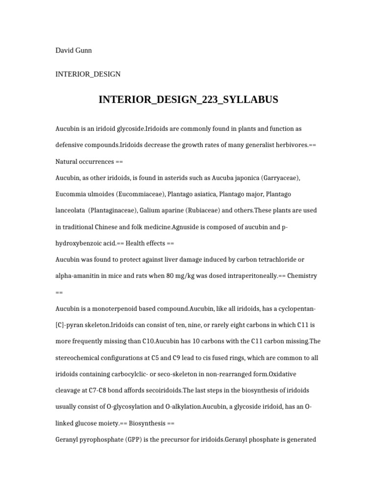 Aucubin: Biosynthesis and Health Benefits | PDF | Organic Compounds ...