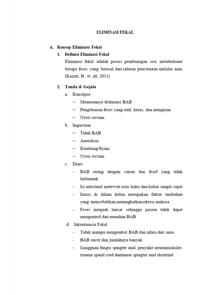Panduan Eliminasi Fekal dan Masalahnya | PDF