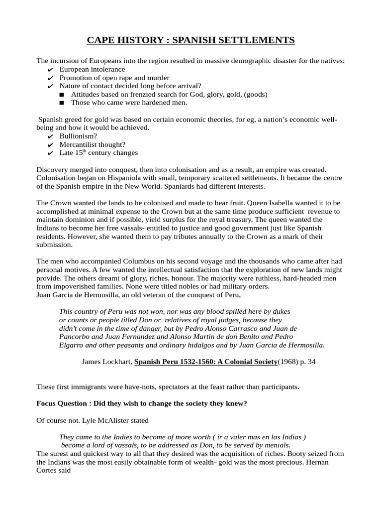 Cape History Spanish Settlements 2 | PDF | Spanish Empire | Hernán Cortés