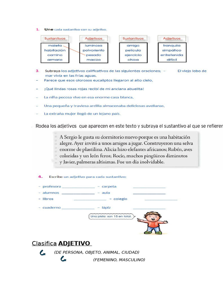 Clasifica ADJETIVO 3º P | PDF