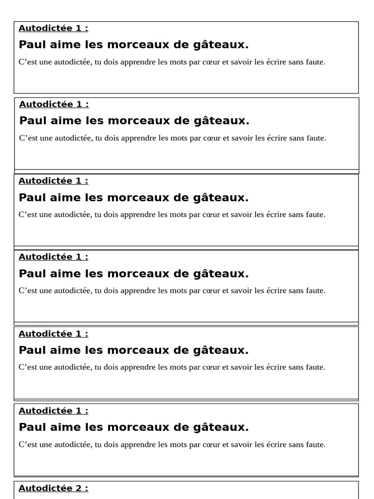 Apprendre l'autodictée en CE2 | PDF