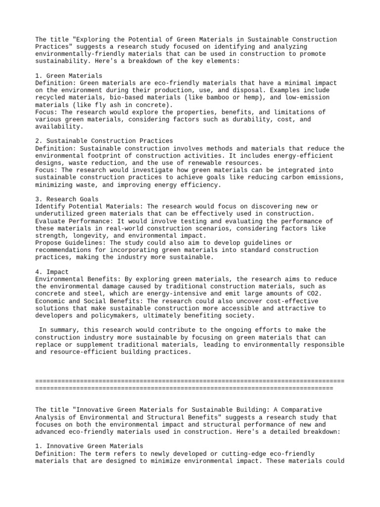Green Materials for Sustainable Construction | PDF | Green Building ...