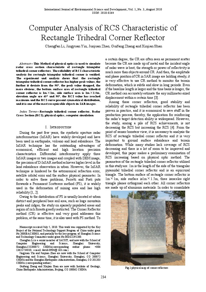 RCS Analysis of Rectangle Trihedral Reflectors | PDF | Reflection ...