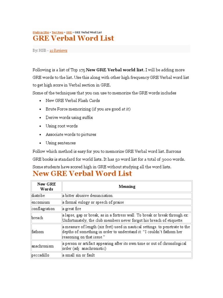 GRE Word List PDF Graduate Record Examinations Science