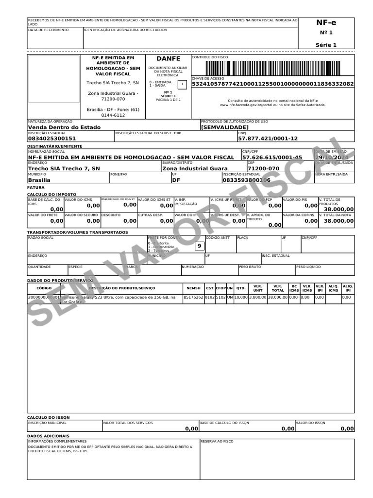 NFe 011836332082 | PDF | Recibo