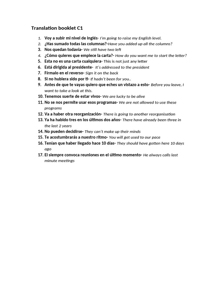 Translation Booklet C1 | PDF