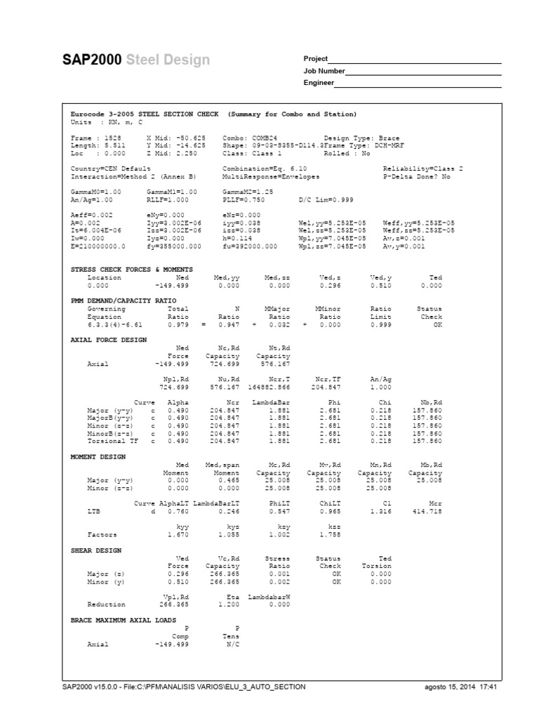SAP2000 Steel Design Analysis Report | PDF | Structural Engineering ...
