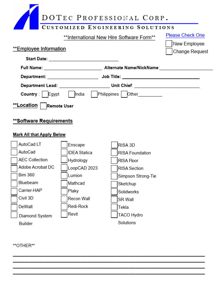 International New Hire Software Form | PDF | Computer Science | Software