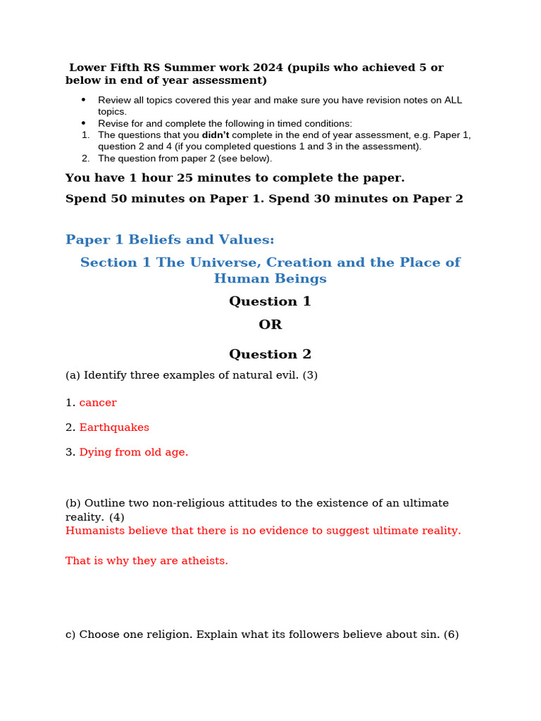 Lower Fifth RS Summer Review | PDF | Paul The Apostle | Disciple ...