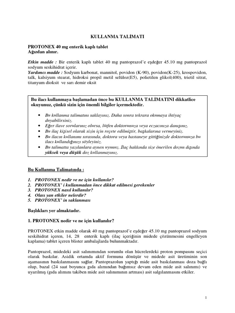 9532 Protonex 40mg Enterik Kapli TB KT | PDF