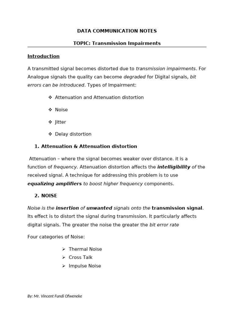 Understanding Transmission Impairments | PDF | Distortion | Computer ...