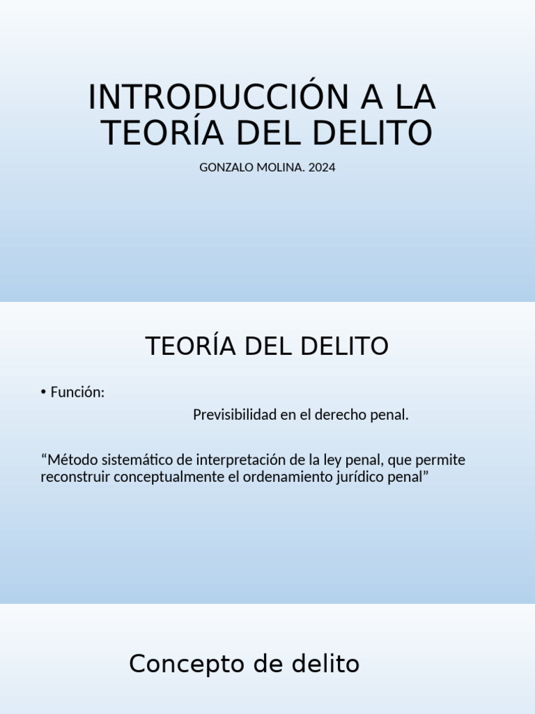 Introducción A La Teoría Del Delito | PDF | Derecho penal | Intención ...