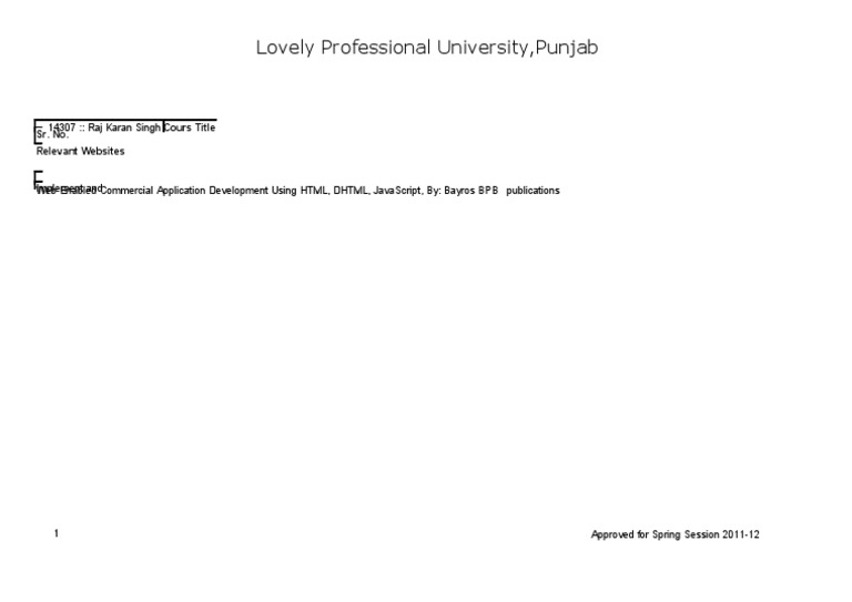 Web Application Development Course at LPU | PDF