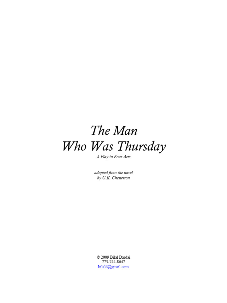 The Man Who Was Thursday: A Play | PDF | The Man Who Was Thursday