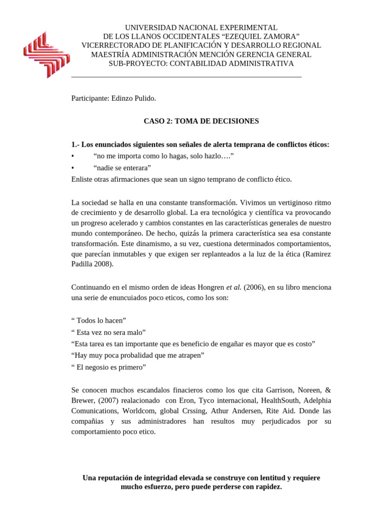 Ética en la Toma de Decisiones Contables | PDF | Contador | Contabilidad