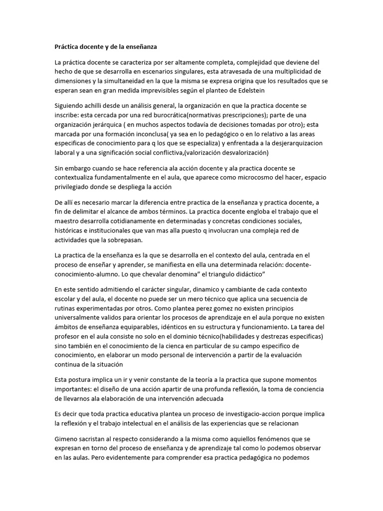 Práctica Docente y de La Enseñanza | PDF | Enseñando | Maestros