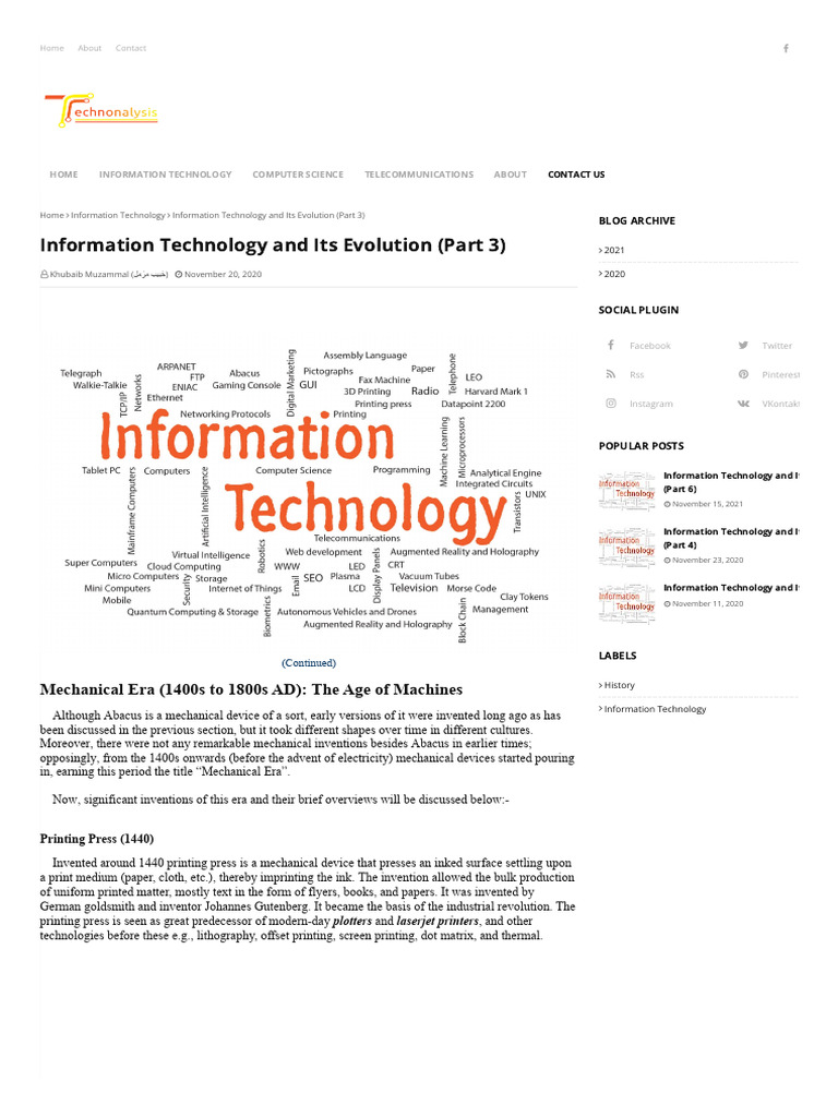 Evolution of Information Technology: Part 3 | PDF | Logarithm